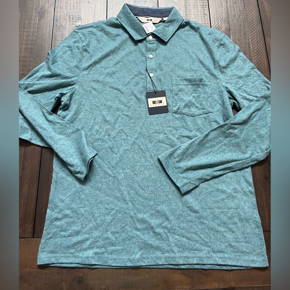 Joseph Abboud Modern Fit Long Sleeve Sueded Jersey Polo